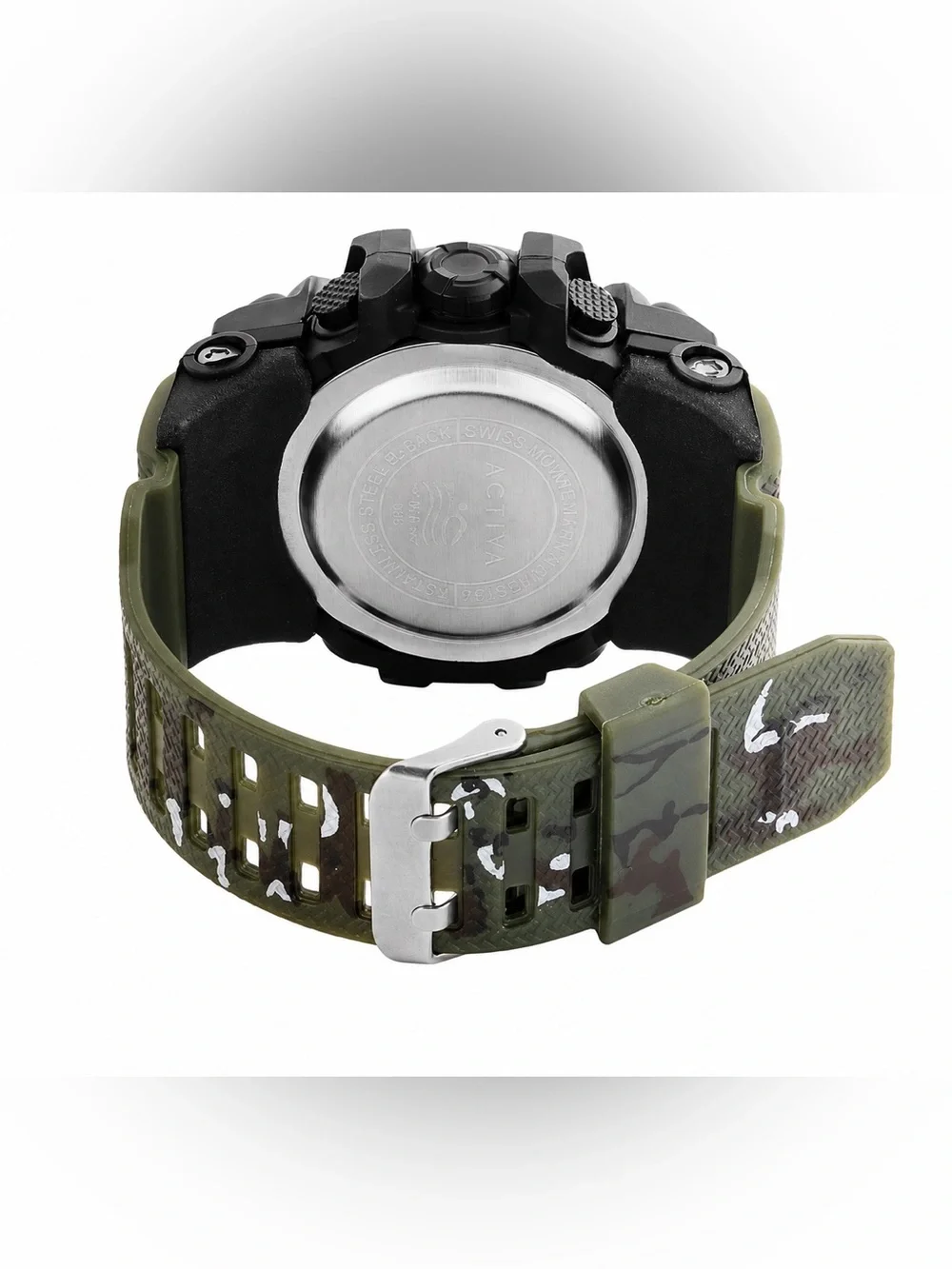 Activa by Invicta Men’s Digital Analog Tactical Watch Black Olive Camo